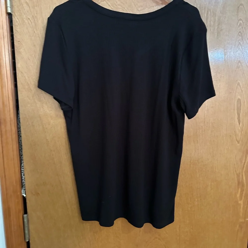 NWT Market & Spruce Ribbed Black Short Sleeve Henley Shirt - Picture 8 of 8